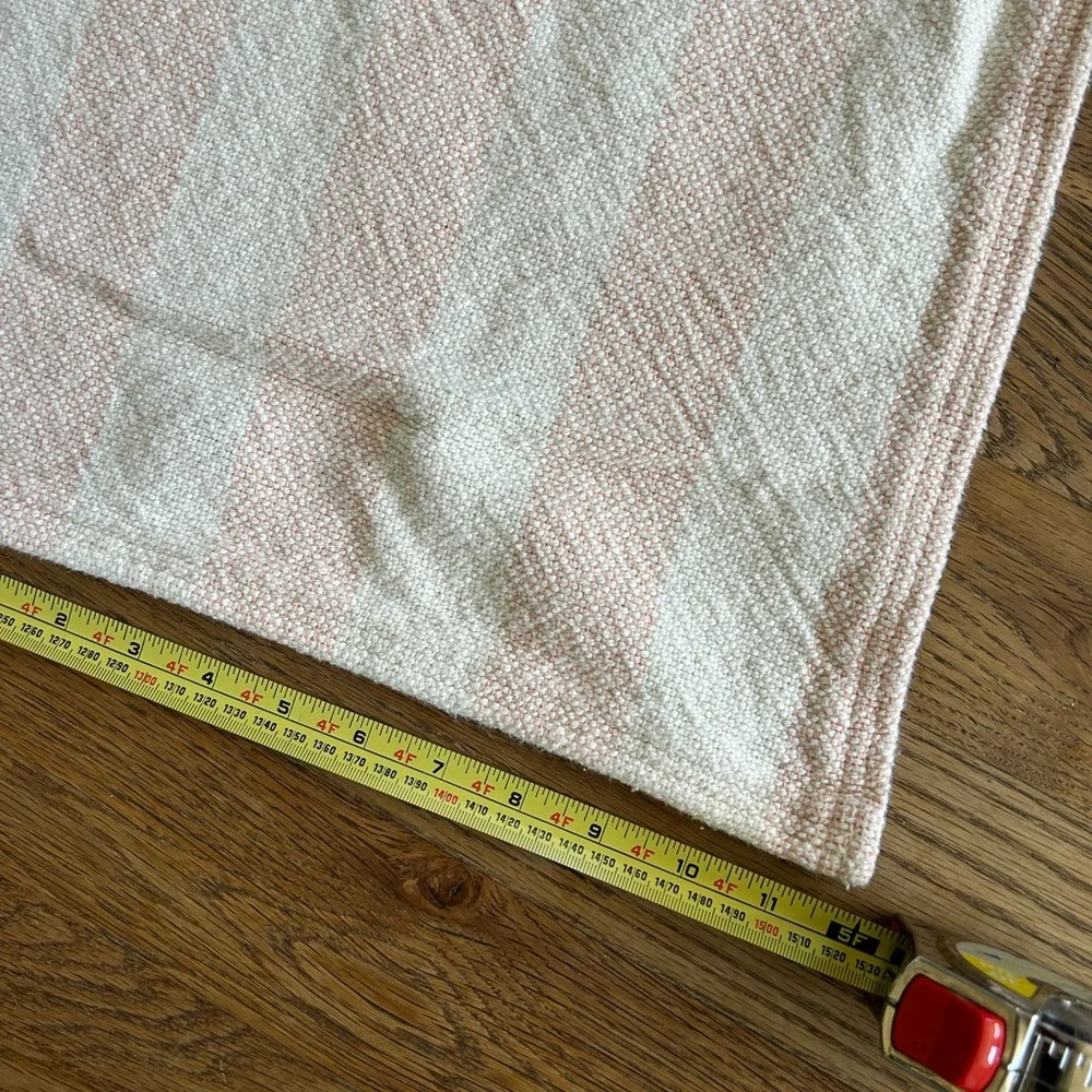 Vintage Bates Striped throw Bedspread pink beige 50x60”